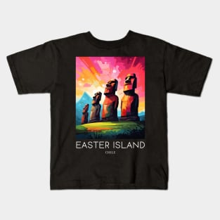 A Pop Art Travel Print of Easter Island - Chile Kids T-Shirt